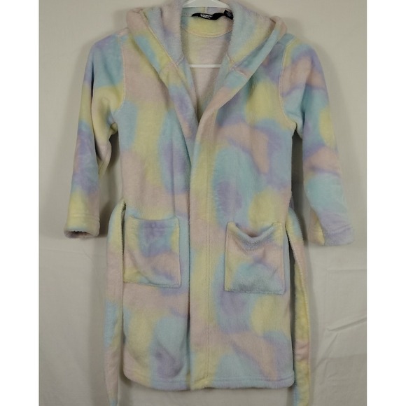 Lands' End Other - Lands' End Kids Fleece Hooded Size 6/ XS Bathrobe Tie Waist Soft Fuzzy Robe